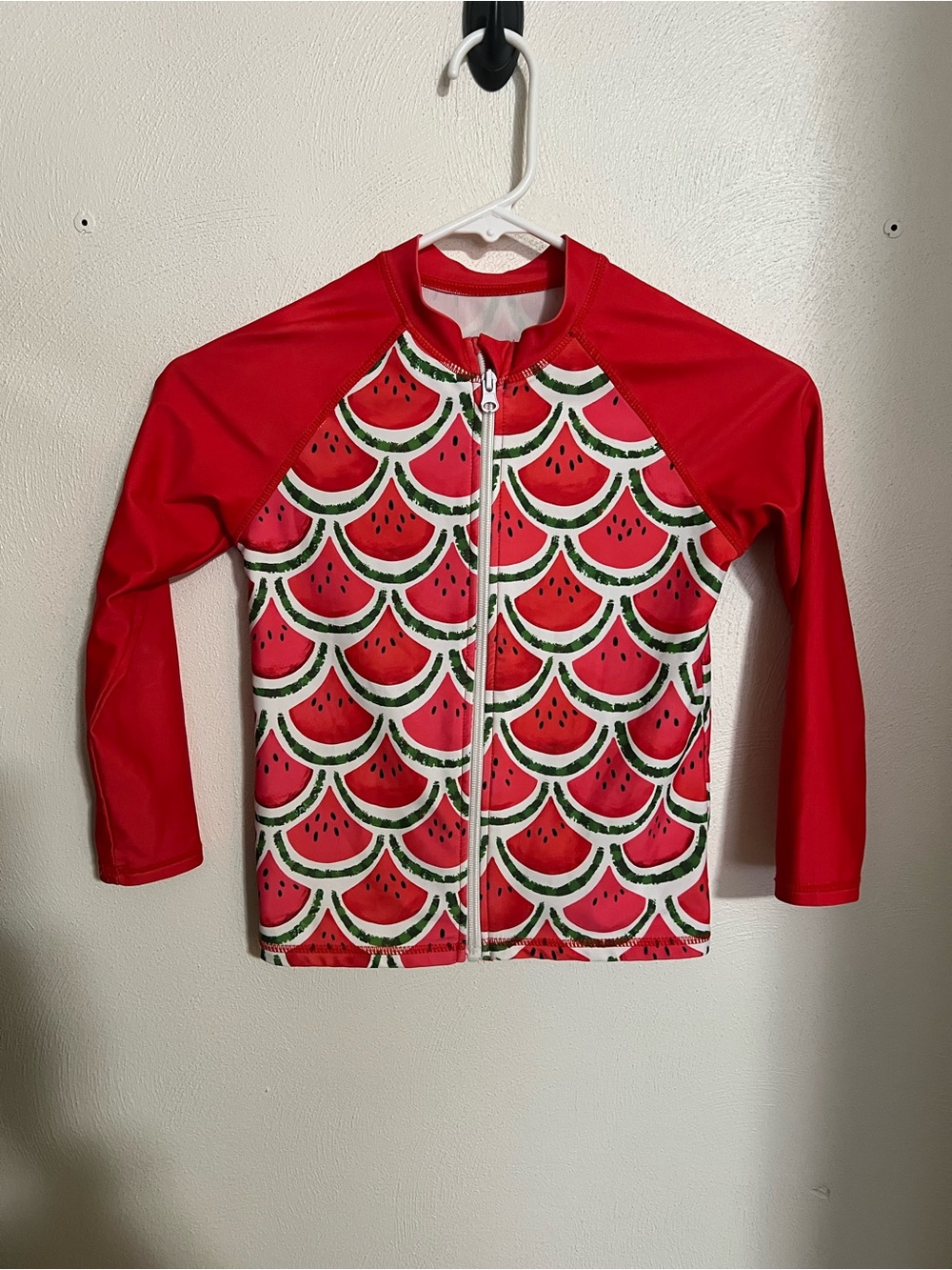 NO BRAND Classic‎ Summer Full Zip Watermelon Swim Shirt Rash Guard Girl's Size 8